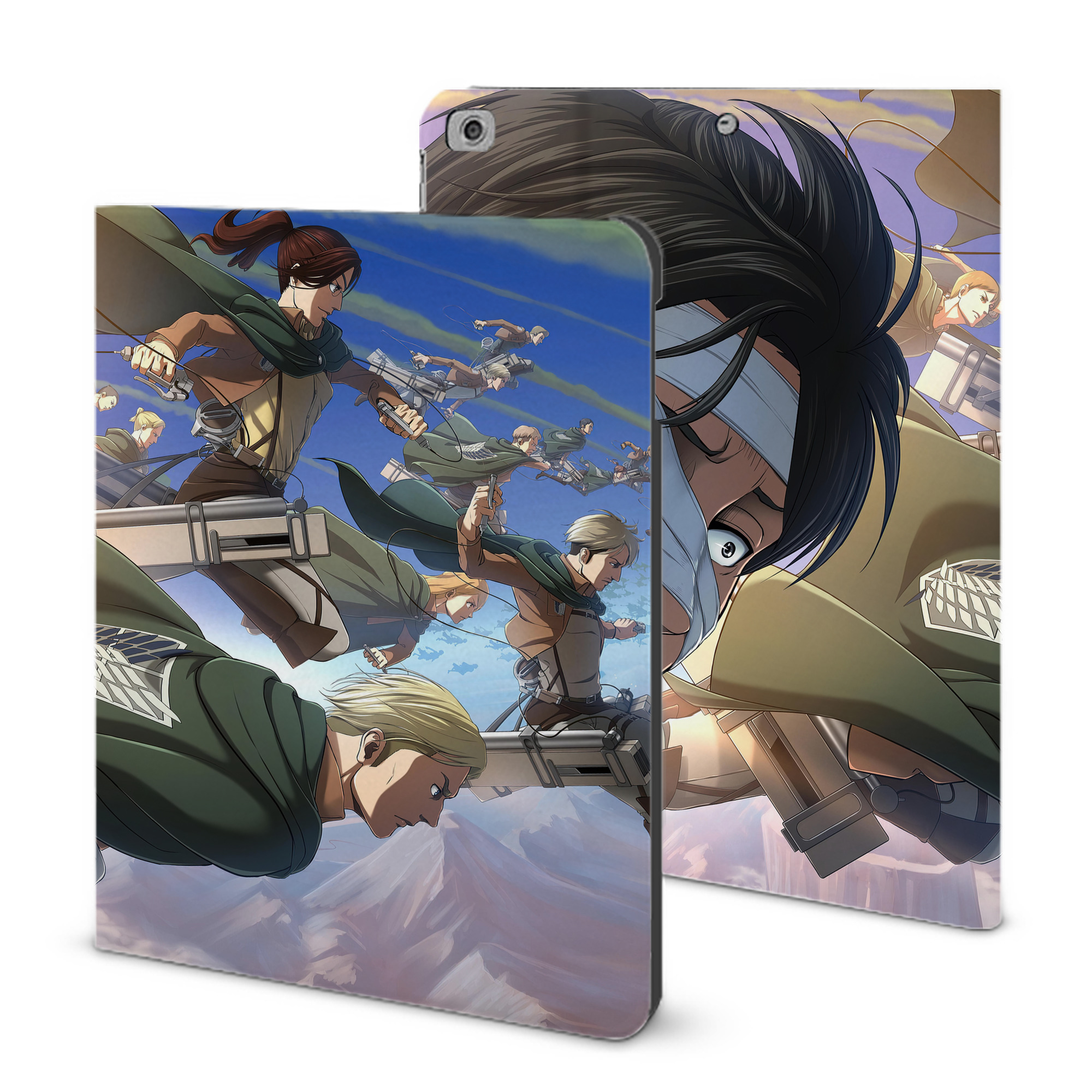 （画像用） 進撃の巨人 Attack on Titan IPad ケース ブック型 PUレザー TPU 耐衝撃 軽量 薄型 ペン収納なし 全面保護 IPad 各モデル対応